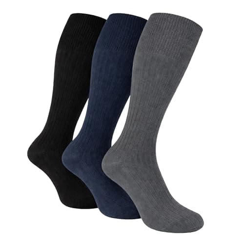 Image of Sock Snob - 3 Pairs Mens Quality Long Knee High Length 100% Cotton Socks (6-11 UK, XLCS BNG)