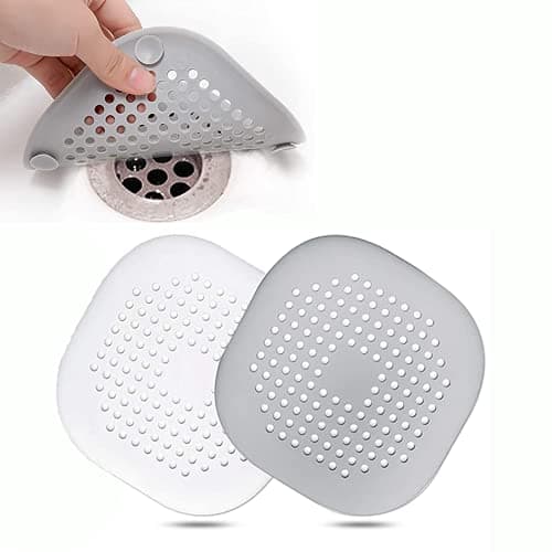 Image of 2 Pcs Silicone Drain Protector with Sucker, Sink Strainer Protector, Shower Drain Covers Hair Catcher, Strainer Plug Trap Filter for Bathroom, Bathtub, Kitchen