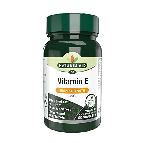 Image of Natures Aid Vitamin E 400iu – Supports Skin, Heart & Immune Health - Natural Source – High Strength Antioxidant – Non-GMO, Gluten-Free – 60 Softgel Capsules