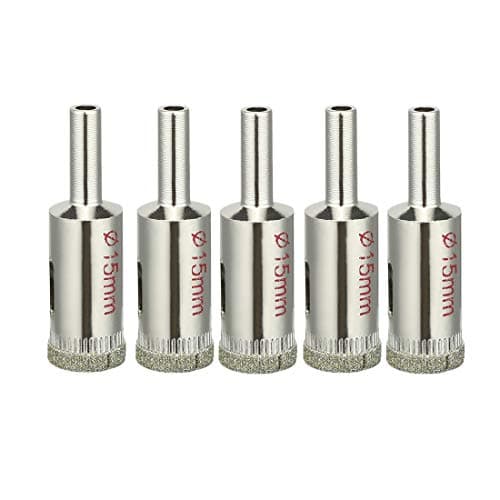 Image of sourcingmap 5PCS 15mm Diamond Coated Hole Saw Drill Bits for Glass Ceramic Tile Marble Rock Porcelain Bottles Pots Brick