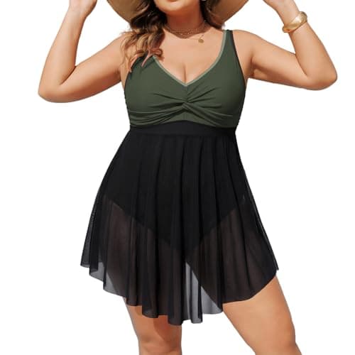 Image of Hanna Nikole One-Piece Swimsuit Tummy Control Swimwear Women Plus Size Bathing Suit Dark Green 26