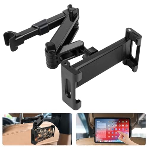 Image of URAQT Car Headrest Tablet Mount,Car Back Seat iPad Holder with Foldable Extension Arm,360° Rotating Car Tablet Holder for Kids for iPad Pro, Air, Mini, Samsung Tab, Mobile Phone, 4.7-11 Inch Devices