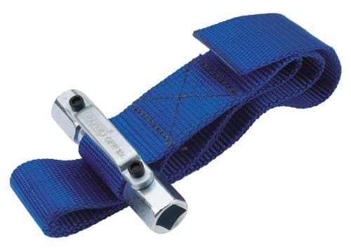 Image of Draper Strap Wrench 280mm | 3/8" and 1/2" Sq. Dr Oil Filter Removal Tool | Adjustable Car Universal Hand Tool | 56137, Blue