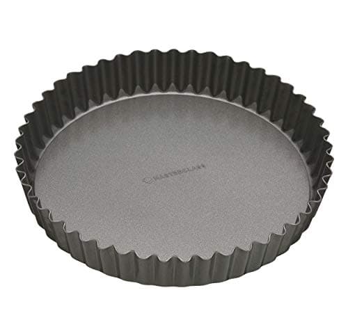 Image of MasterClass KCMCHB40 Large Tart Tin, Fluted Quiche Pan with Loose Base and PFOA Non Stick, Robust 1 mm Thick Carbon Steel, 30 cm (12 Inch) , Grey