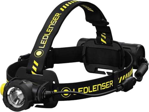 Image of Ledlenser H7R Work - Rechargeable Outdoor LED Head Torch, Super Bright 1000 Lumens Headlamp, Water Resistant (IP67), Camping, Hiking Equipment, Head Torch Rechargeable, Up to 60 Hours Running Time