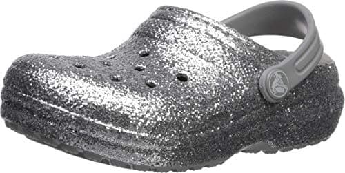 Image of Crocs Unisex Kids Classic Glitter Lined Clog K, Silver, 9 UK Child