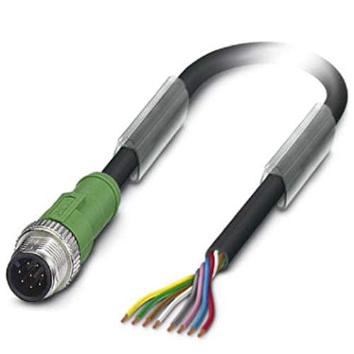 Image of Phoenix Contact SAC-8P-M12MS/1.5-PUR Sensor/Actuator Cable, 8 Pin, Straight M12 Plug, 1.5 m Cable Length, Black Grey