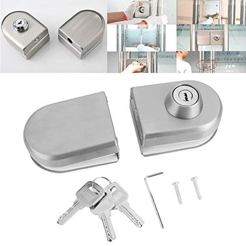 Image of Glass Door Lock, 10 to 12 mm Stainless Steel Glass Door Lock Display Cabinet Safety Lock Furniture Lock Drawer Lock Cabinet Lock with Keys Opening for Home Hotel Bathroom
