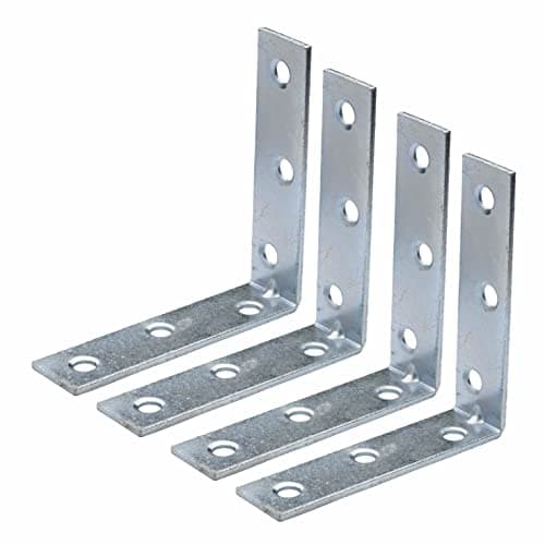 Image of SUL Bright Zinc Plated Corner Braces Brackets Plates, Joint Right Angle Bracket 90 Degree Corner Fastener for Wood Furniture Bedframe Cabinet Drawer Chair - 100mm (4 inch) (4pk)