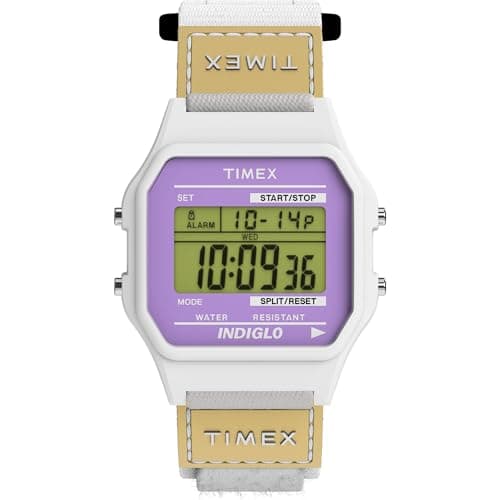 Image of Timex Unisex Main Street 36 mm Watch - White Nylon Strap Digital Dial White Case TW2W72300