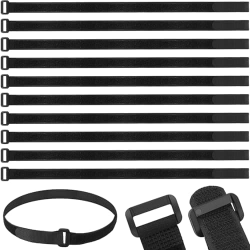 Image of Lunhoo 10-Pack Hook and Loop Cable Straps, Heavy-Duty Cable Ties, Reusable Adjustable Black Nylon Cinch Strap for Bike Rack Luggage Storage and Organizer (Black, 2 x 50 cm)
