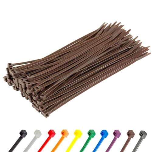 Image of Gocableties Brown Cable Ties, 300mm x 3.6mm, Pack of 100, 12” Premium Nylon Zip Ties, Multi-Purpose Plastic Tie Wraps, Secure Self-Locking Mechanism, for Home, Garden, Office and DIY