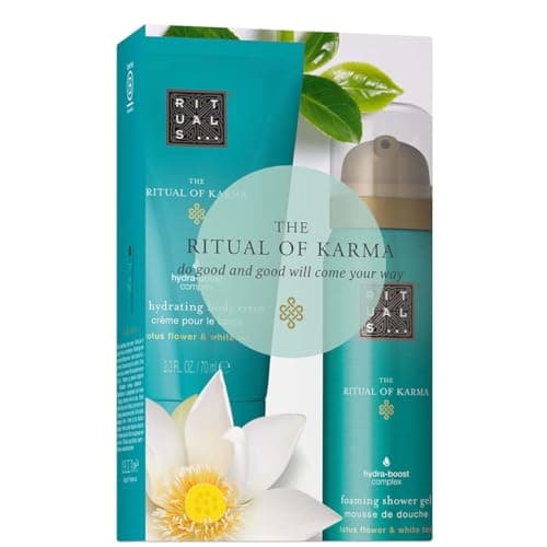 Image of Rituals The Ritual of Karma Travel Set, Mini Shower Gel 50ml and Body Cream 70ml