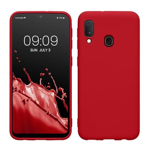 Image of kwmobile Case for Samsung Galaxy A20e Case - Soft Cover - Shockproof TPU Material - Wireless Charging - Classic Red