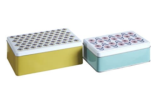 Image of Premier Housewares Kitchen Storage Tin, Rectangular, Multi-Colour, Set of 2 - Joni