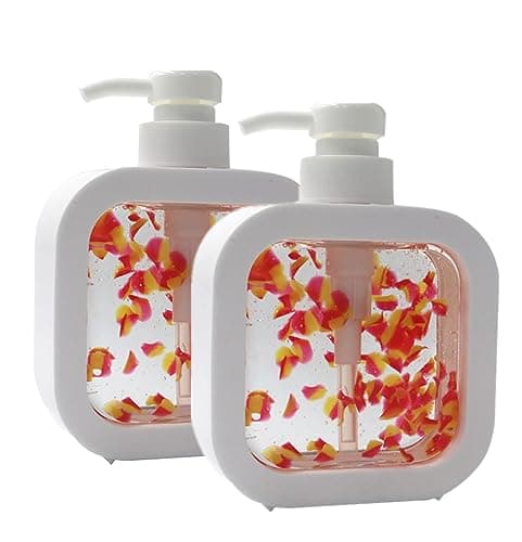 Image of Clear Soap Dispenser (2 Pack,17 Oz/ 500ml) with Rust Proof Pump, Dish Dispenser Bathroom/Kitchen, Plastic Hand Soap Dispensers with Protective Frame, Refillable Pump Bottle for Liquid Soap (White)