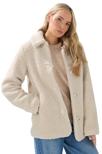 Image of Long Tall Sally - Lts Tall White Borg Button Through Jacket - Women's