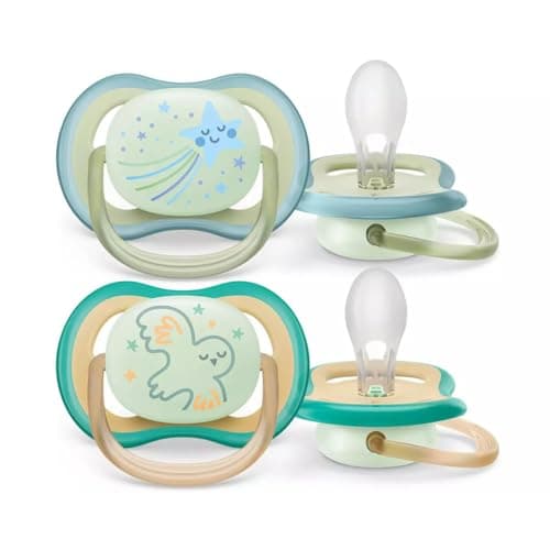 Image of Philips Avent Ultra air Soother - 2 x Light, Luminous Pacifier Breathable Glow-in-The-Dark Baby Soothers for Babies Aged 0-6 Months, BPA-Free with Steriliser Carry Case