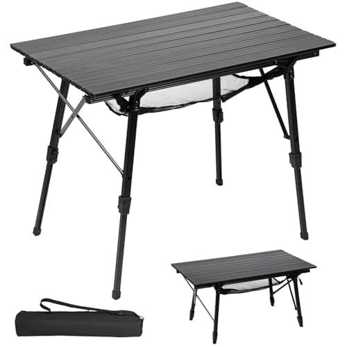 Image of Portal Camping Tables That Fold up 90×53cm Picnic Table Folding Portable with Height Adjustable Legs Collapsible 3ft Aluminium Rollup Outdoor Lightweight Foldable for Beach Fishing Garden BBQ