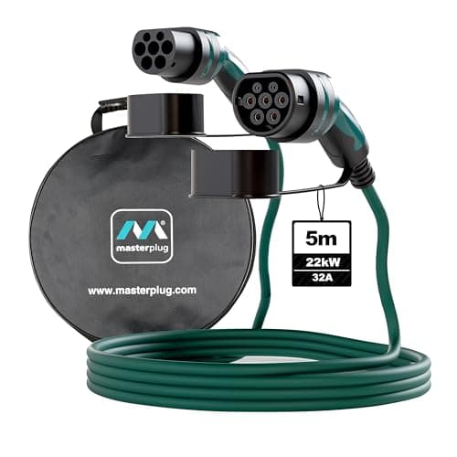 Image of Masterplug Mode 3 EV Fast Charging Cable with Carry Case, Three Phase, Electric and Plug-in Hybrid Vehicle Car Type 2 to Type 2, 5 Metre Cable, 22kW, 32A, EVC22325TL/CASE