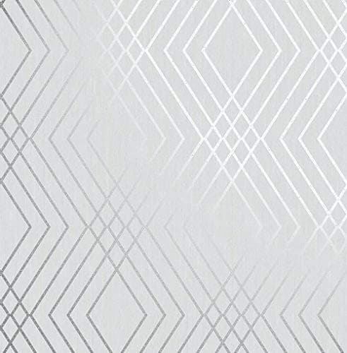 Image of Shard Trellis Wallpaper Silver Grey Geometric Metallic Fine Decor from YöL