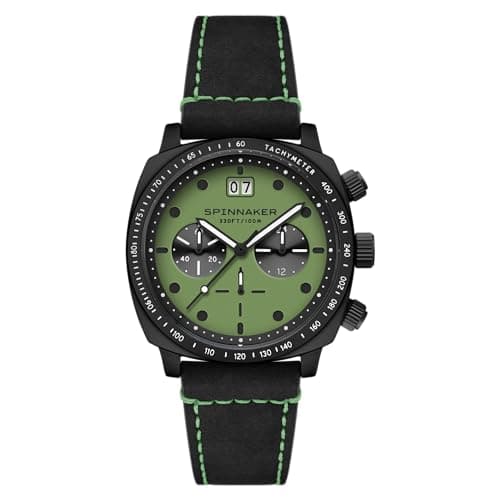Image of Spinnaker Men's 42mm Hull Chronograph Putting Green Watch with Leather Strap SP-5068-0A