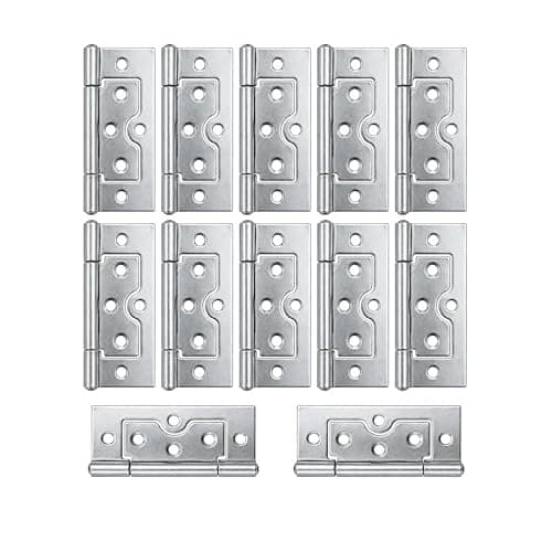 Image of 12 Pcs Flush Door Hinges Polished Chrome 75mm (3 inch) Non-Mortise No Noise Bifold Door Hinges Plating for Cabinet Furniture Internal External Doors Cupboard Cabinets