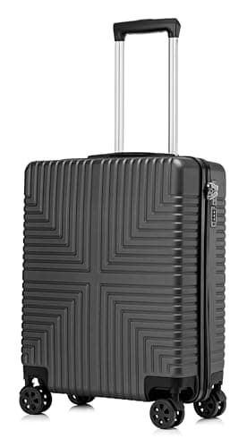 Image of DK Luggage Carry-on 20” Cabin EasyJet, BA, Jet 2 Hard Shell Large Cabin Hand Luggage Approved Suitcase 4 Wheel Spinner ABS30 Black