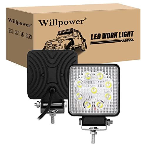 Image of Willpower 2pc 4 inch 27W LED Work Lights Offroad Spot Beam LED Light Bar 12V 24V Led Pods Waterproof IP67 Fog Driving Lamps for Car 4x4 Tractor Truck ATV UTV SUV Boat Square