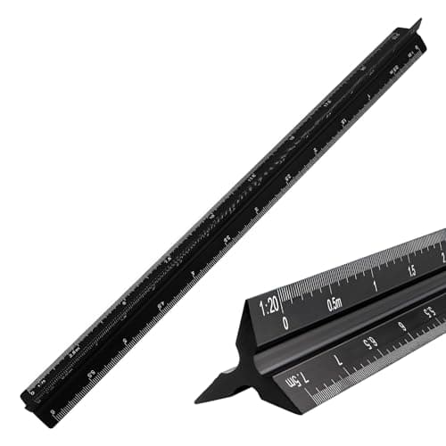Image of GALAMAX Architectural Scale Ruler - Triangular Aluminum Metric Ruler (30cm) - Ratios 1:20-1:125 for Architects, Students, Draftsman & Engineers- Black