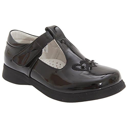 Image of Boulevard Girls Touch Fastening T-bar Shoes , Black Patent, 2 UK
