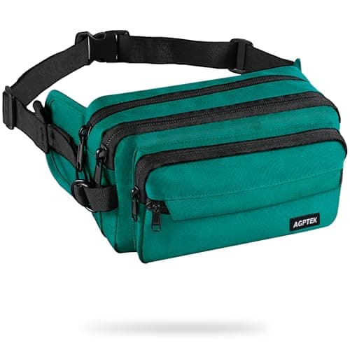 Image of AGPTEK Bum Bag, Large Capacity RFID Waist Fanny Pack for Men Women, Adjustable & Waterproof Bumbag Running Belt for Travel, Running, Shopping, Hiking, Dog Walking, Cycling, Climbing, Green