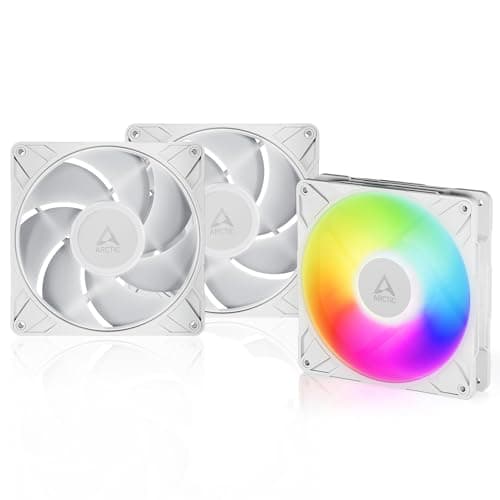 Image of ARCTIC P14 Pro A-RGB (White) - 3 Pack - Powerful Premium Fan, 140 mm PWM Fan with Y-Cable Splitter, 400-2500 rpm, 0 rpm <5% PWM, 5V Digital RGB, Fluid Dynamic Bearing - White