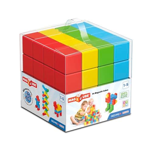 Image of GEOMAG Magicube 57 Green | Magnetic Toys | Toddler Magnets | STEM-endorsed Educational Building Cube Set for Creativity and Early Learning Fun | Swiss-made | 64 pieces |Ages 1-5