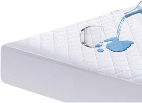 Image of IMFAA Quilted Waterproof Mattress Protector – Breathable Mattress Cover with 40cm Deep Stretch Fitted Skirt, Soft Quilted Bed Protector, Machine Washable Mattress Protection (Double-40(137x190) Cm)