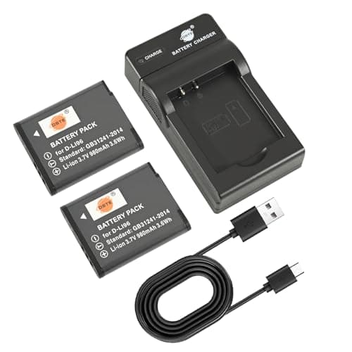 Image of DSTE 2-Pack D-LI96 Rechargeable Li-ion Battery 3.7V 980mAh and USB Charger Compatible with Pentax WG-1000 Camera