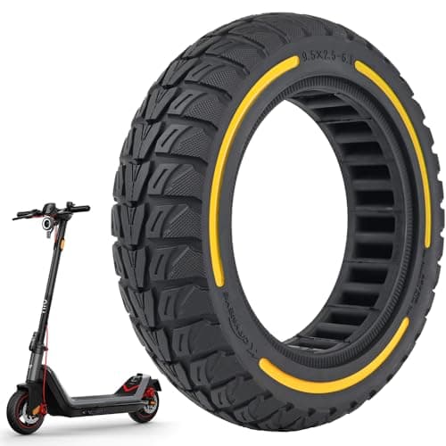 Image of VOLOHAS 9.5 x 2.5-6.1 Solid Rubber Tyres 9.5 Inch Solid Tyres for NIU KQi3 Sport/Pro/Max Electric Scooter Front or Rear Replacement Tyres Solid Tyres Honeycomb Tyre Non-Slip Puncture Proof (Yellow,