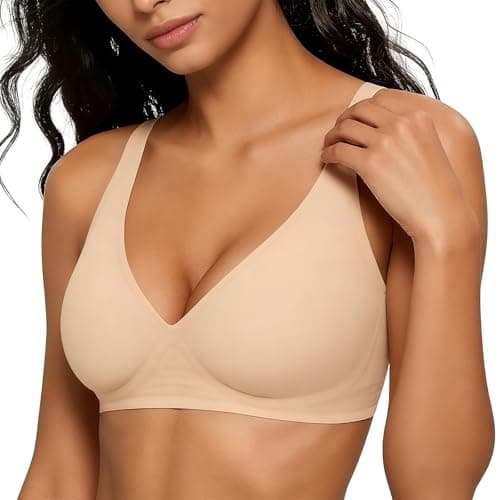 Image of LXEASYGO Wireless Jelly Bra for Women Seamless Non Wired Push Up Soft Comfort Support Full Coverage Sleep T Shirt Bras Ladies Everyday Bralettes (UK, Alpha, S, Regular, Regular, Skin)