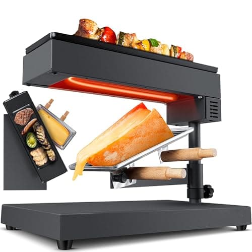 Image of Raclette Grill Cheese Melting Swiss Style and Table Grill 600W – Indoor Party Cooking