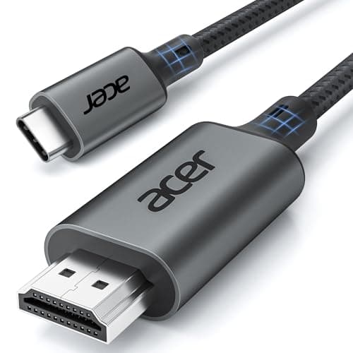 Image of Acer USB C to HDMI Cable 4K@60Hz 2M, Crystal-Clear UHD USB Type-C to HDMI 2.0 Cable, Thunderbolt 4 3 to HDMI Cord Compatible with iPhone 16, MacBook Pro/Air, iPad Pro, Surface Book 2, Galaxy S24