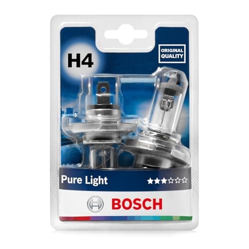 Image of Bosch H4 (472) Pure Light Halogen Headlight Bulbs, 12 V 60/55 W, Original Quality - Socket Type P43t - Pack of 2 Replacement Car Light Bulbs