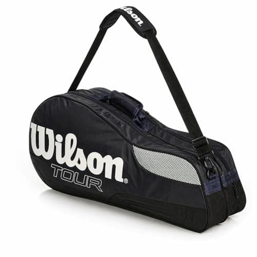 Image of Wilson Tour Racket Bag, Fits 4 Racquets, Separate Shoe Compartment (Black)