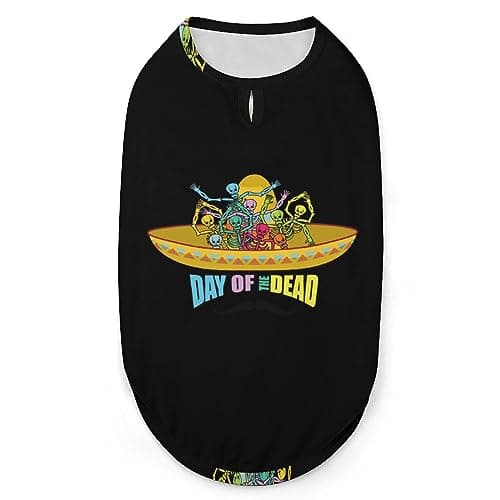 Image of Day of Dead Colorful Skull Pets Shirt Vest Cute Dog Tank Top Soft Sleeveless T-Shirt for Puppy Kitty Cats 2XL