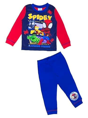 Image of Marvel Spidey & Friends Boys Spider-Man Pyjamas, Nightwear, Blue/Red, Age 2-3 Years