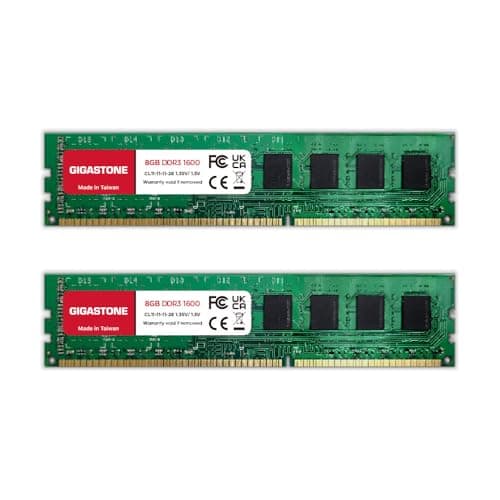 Image of 【DDR3 RAM】Gigastone RAM 16GB (2x8GB) DDR3 16GB DDR3-1600MHz PC3-12800 CL11 1.5V UDIMM 240 Pin Unbuffered Non ECC for PC Computer Desktop Memory Module Ram Upgrade Kit (Desktop ONLY)