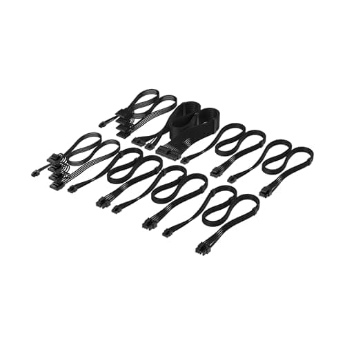 Image of Corsair Elite Premium Type 5 Individual Sleeved PSU Cable Pro Kit – Low-Profile Cable Combs, Triple-Mesh Paracord Sleeve, Compatible Type 5 PSUs – Black