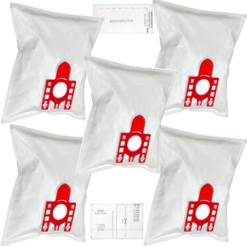 Image of Utiz 5 Pack Hoover Bags Type FJM 3D & 2x Motor Exhaust Filters For Miele Miele S700 S4000-S4999 S241-S256i Compact C2 C1 Complete C1 S4 S6 Vacuum Hoover Cleaner Alternative to 9917710