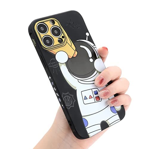 Image of Yonds Queen for iPhone X / XS Cute Case, Cool Cartoon Astronaut Space Design Stylish Bumper Soft TPU Rubber Protective Anti-Slip Shockproof Creative Case(Black Telescope, iPhone X / XS)