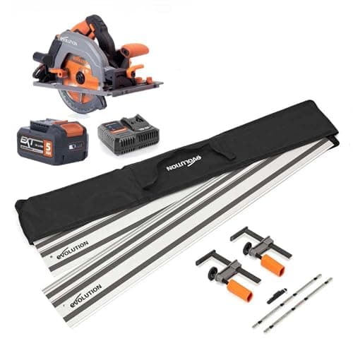 Image of Evolution Power Tools R185CCSX-Li, Circular Saw, saw, Track Compatible, 18v Li-Ion EXT Includes TCT Multi-Material Blade, Cuts Wood, Metal, Plastic & More,185mm & ST2800-G2 Universal 2.8m Track Bundle
