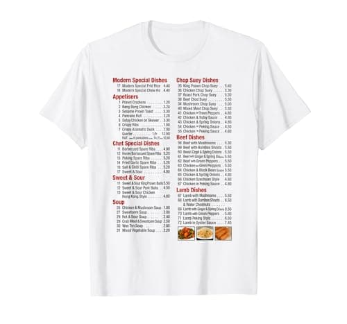 Image of Chinese Takeaway menu Funny Halloween Costume idea T-Shirt, Men, White, Medium